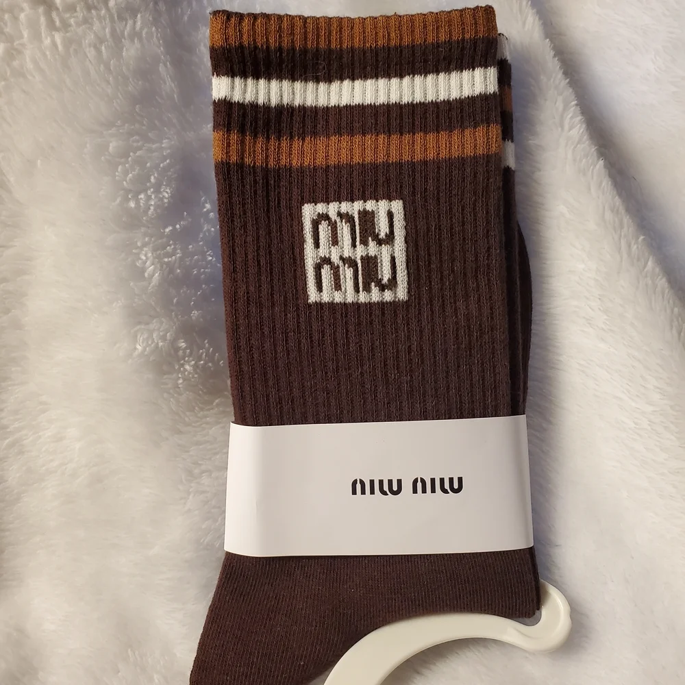 Brown & White Striped Socks Women size 7-9